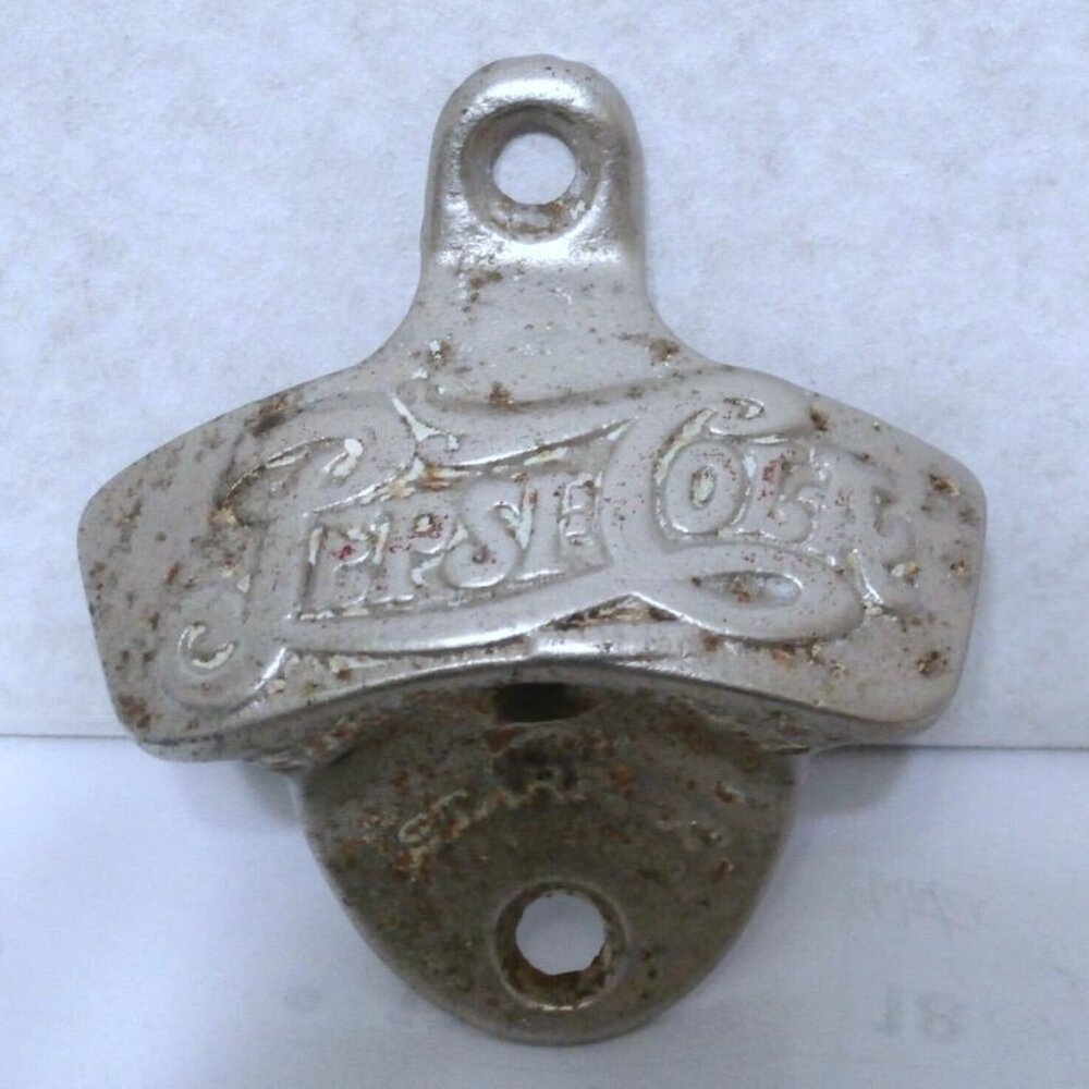 VINTAGE RARE 2 DOT PEPSI COLA WALL MOUNT BOTTLE OPENER STARR X Most have only 1